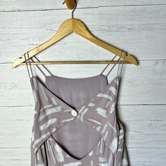 Silence + Noise Dress Womens SZ Large Ella Printed Crepe Mauve Geometric Button - Picture 11 of 16